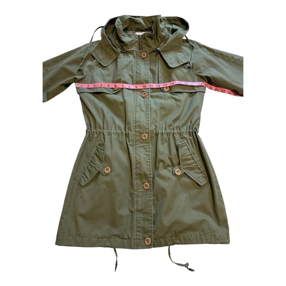 Numph Trench Style Jacket Hooded Button Front Cinched Waist - Size UK 8 / Small - Picture 12 of 16